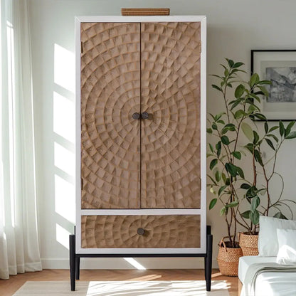 Meuble d'appoint rustique pour salon avec finition naturelle