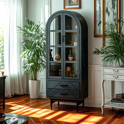 Meuble de cuisine noir rétro autoportant pour salon