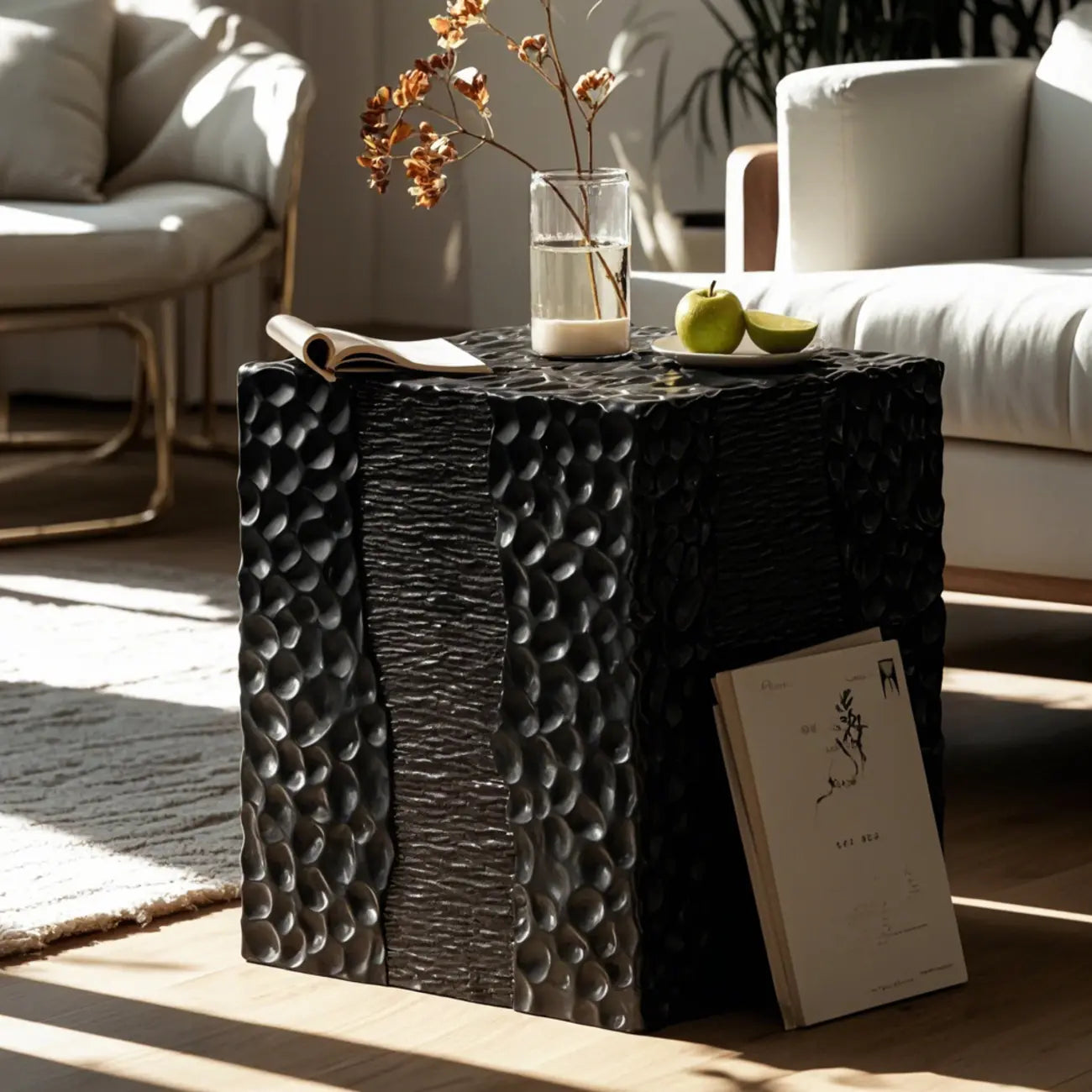 Table d'appoint carrée blanche moderne pour la décoration du salon