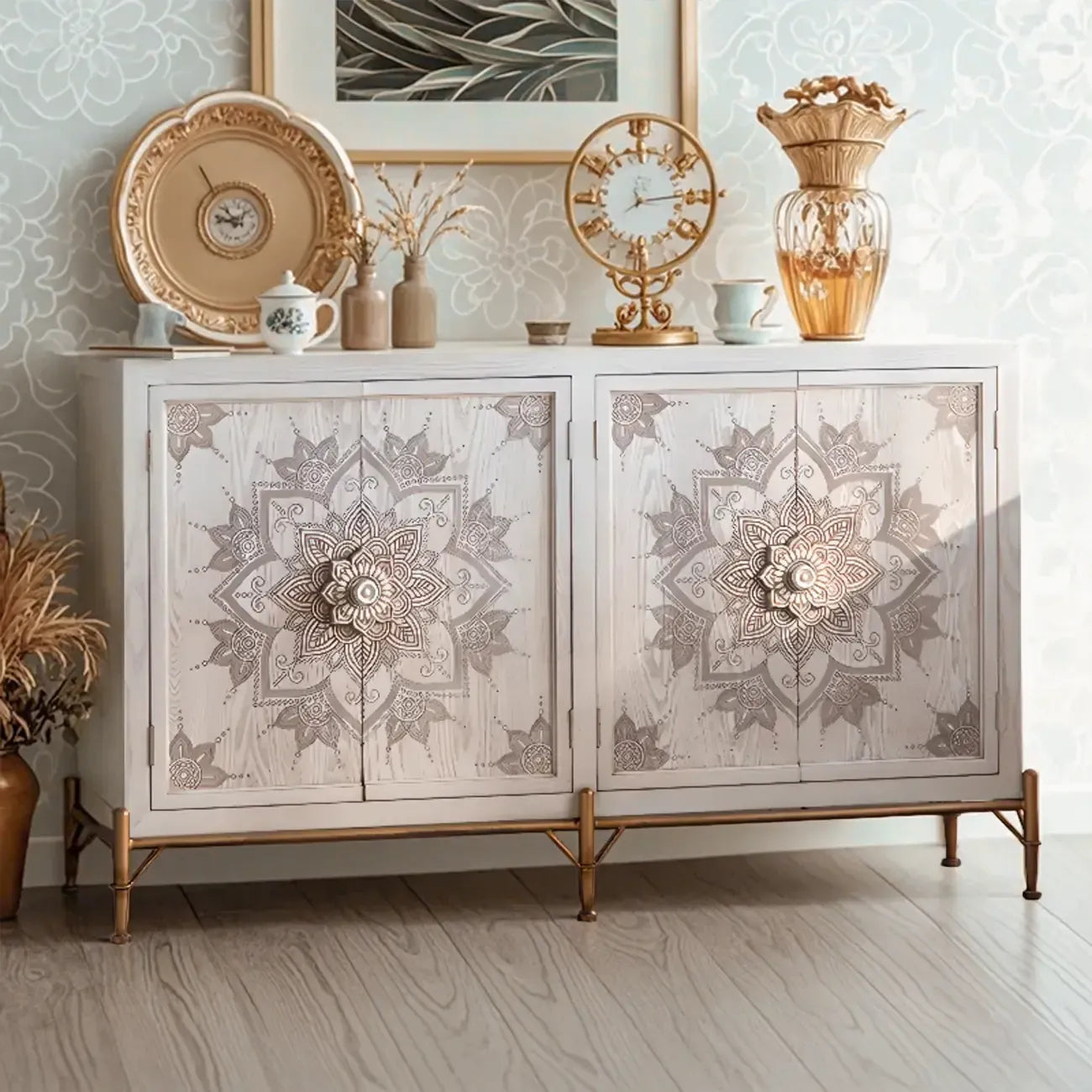 Meuble de rangement rustique en bois, autoportant, pour salon