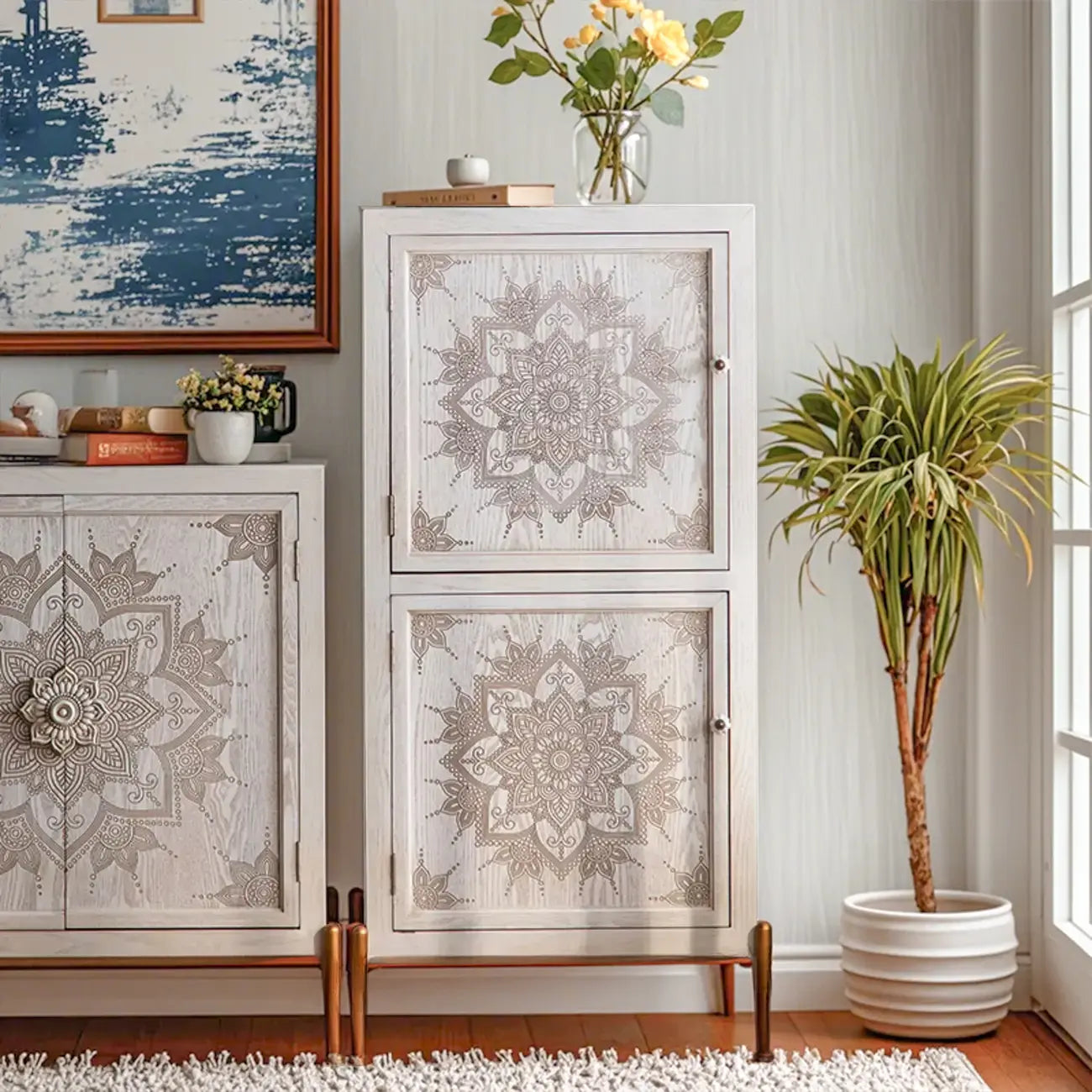 Meuble de rangement rustique en bois, autoportant, pour salon