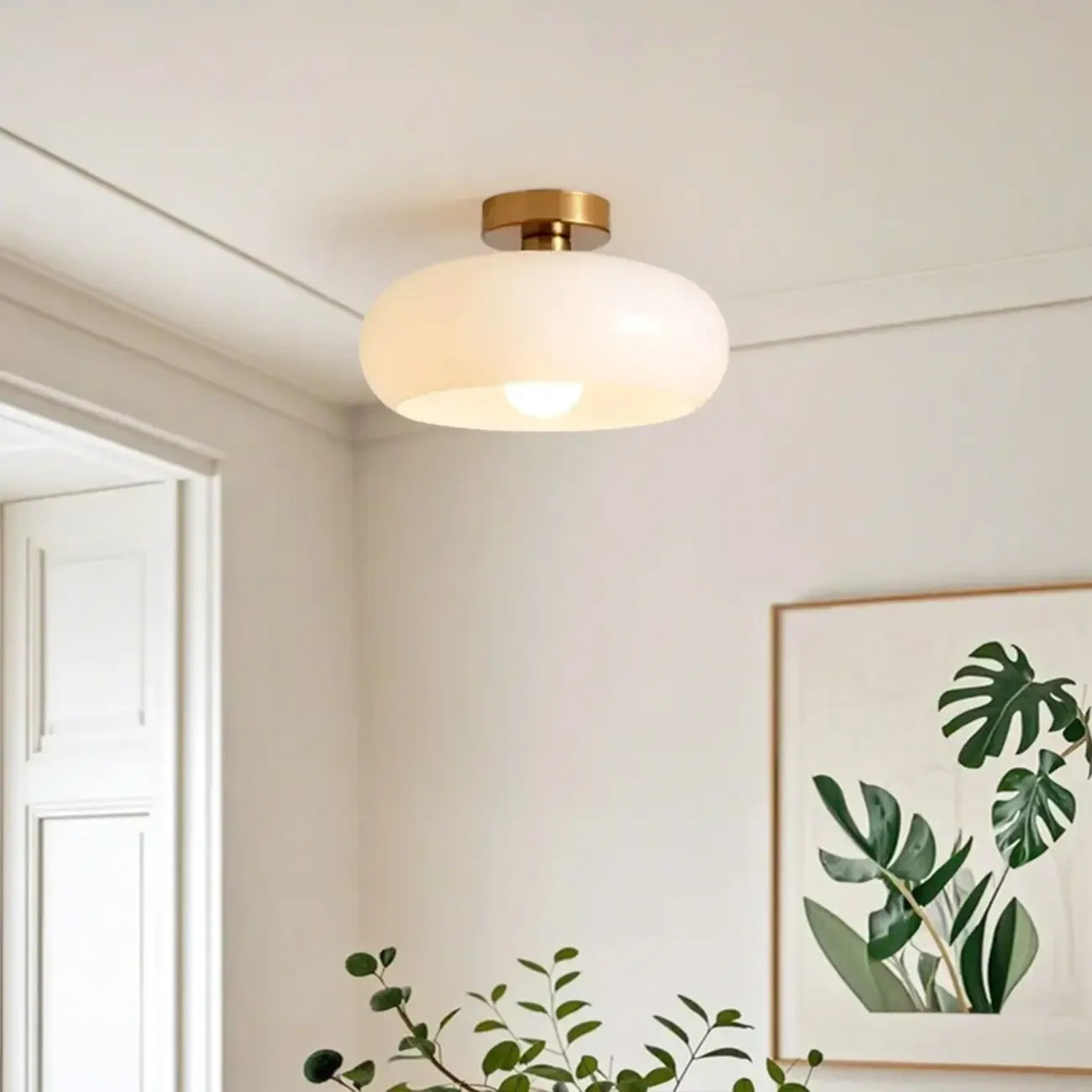 Mini plafonnier cylindrique en verre pour espace de vie