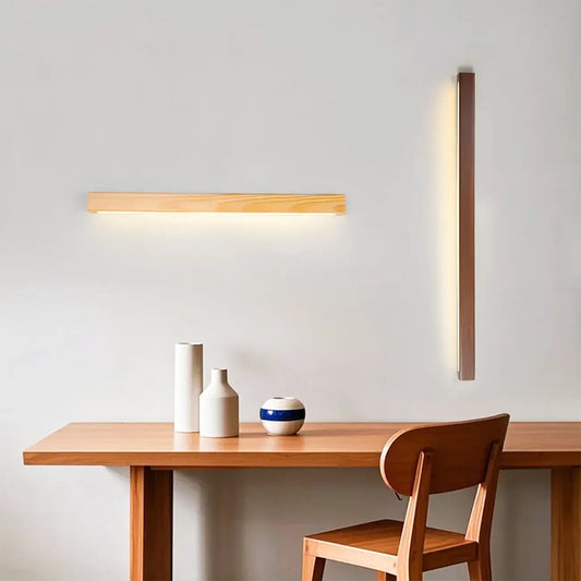 Applique murale rectangulaire en bois de style nordique à LED à intensité variable