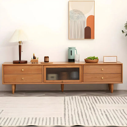 Meuble TV nordique en bois de cerisier avec tiroirs pour salon