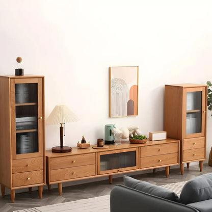 Meuble TV nordique en bois de cerisier avec tiroirs pour salon