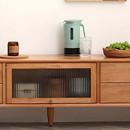 Meuble TV nordique en bois de cerisier avec tiroirs pour salon