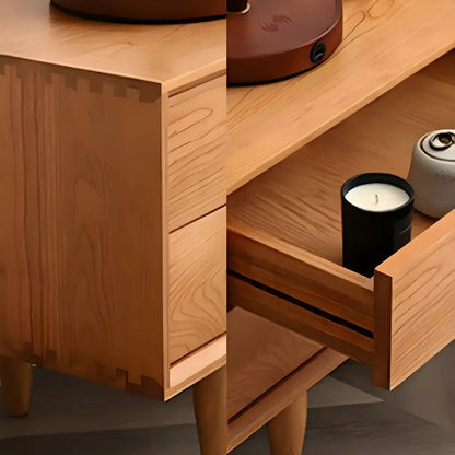 Meuble TV nordique en bois de cerisier avec tiroirs pour salon