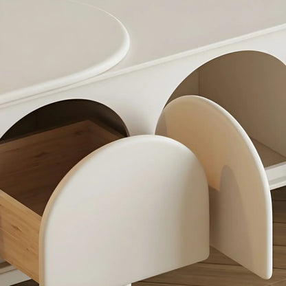 Meuble TV avec étagère latérale en bois nordique blanc et armoire