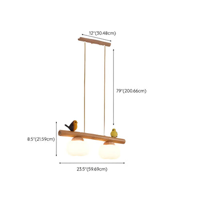 Suspension moderne réglable en bambou à motif floral pour îlot de lumière
