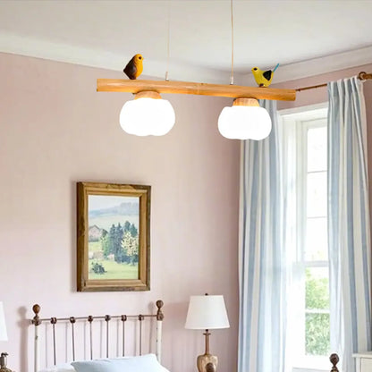 Suspension moderne réglable en bambou à motif floral pour îlot de lumière