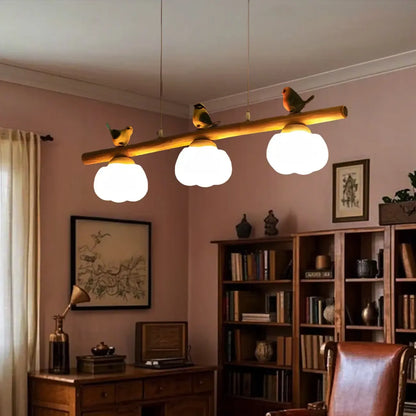 Suspension moderne réglable en bambou à motif floral pour îlot de lumière