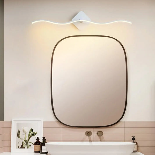 Applique murale moderne en métal ondulé avec LED intégrée pour salle de bain