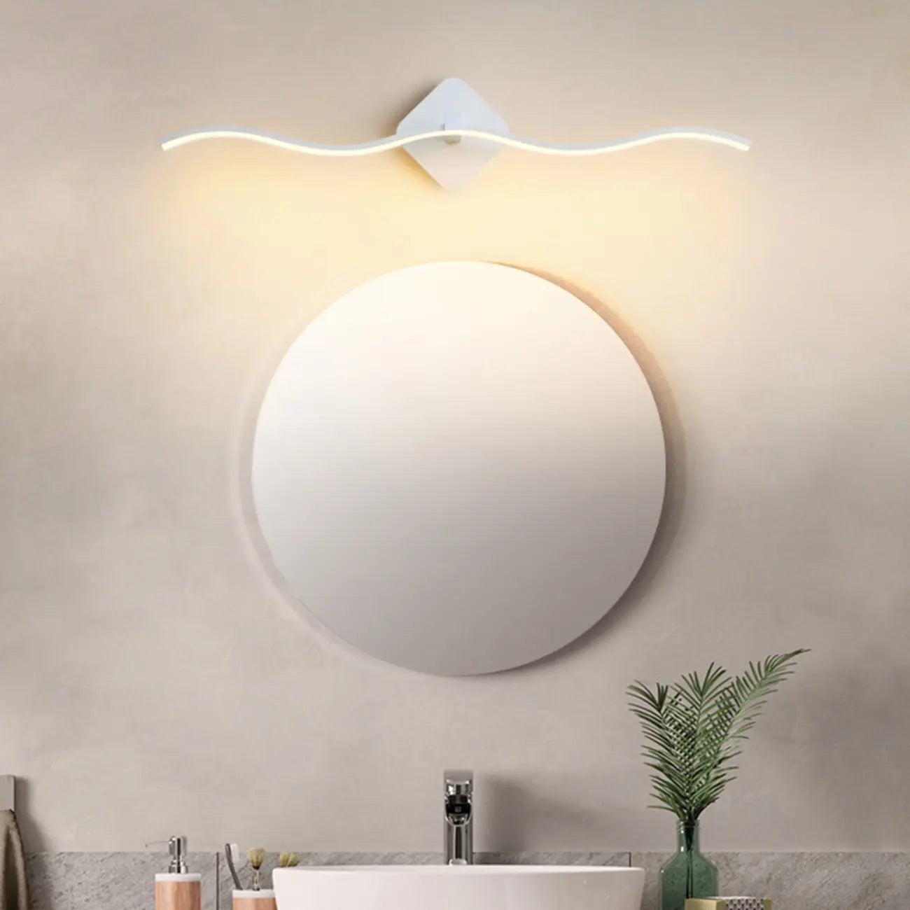 Applique murale moderne en métal ondulé avec LED intégrée pour salle de bain