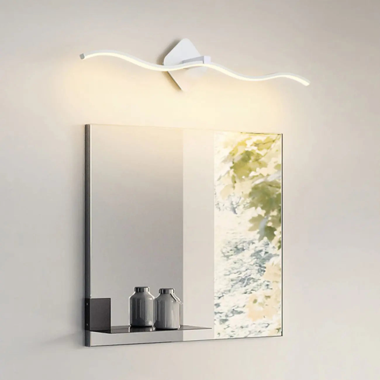Applique murale moderne en métal ondulé avec LED intégrée pour salle de bain