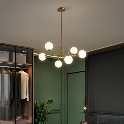 Lustre Sputnik moderne en laiton et verre, réglable, globe, style Sputnik