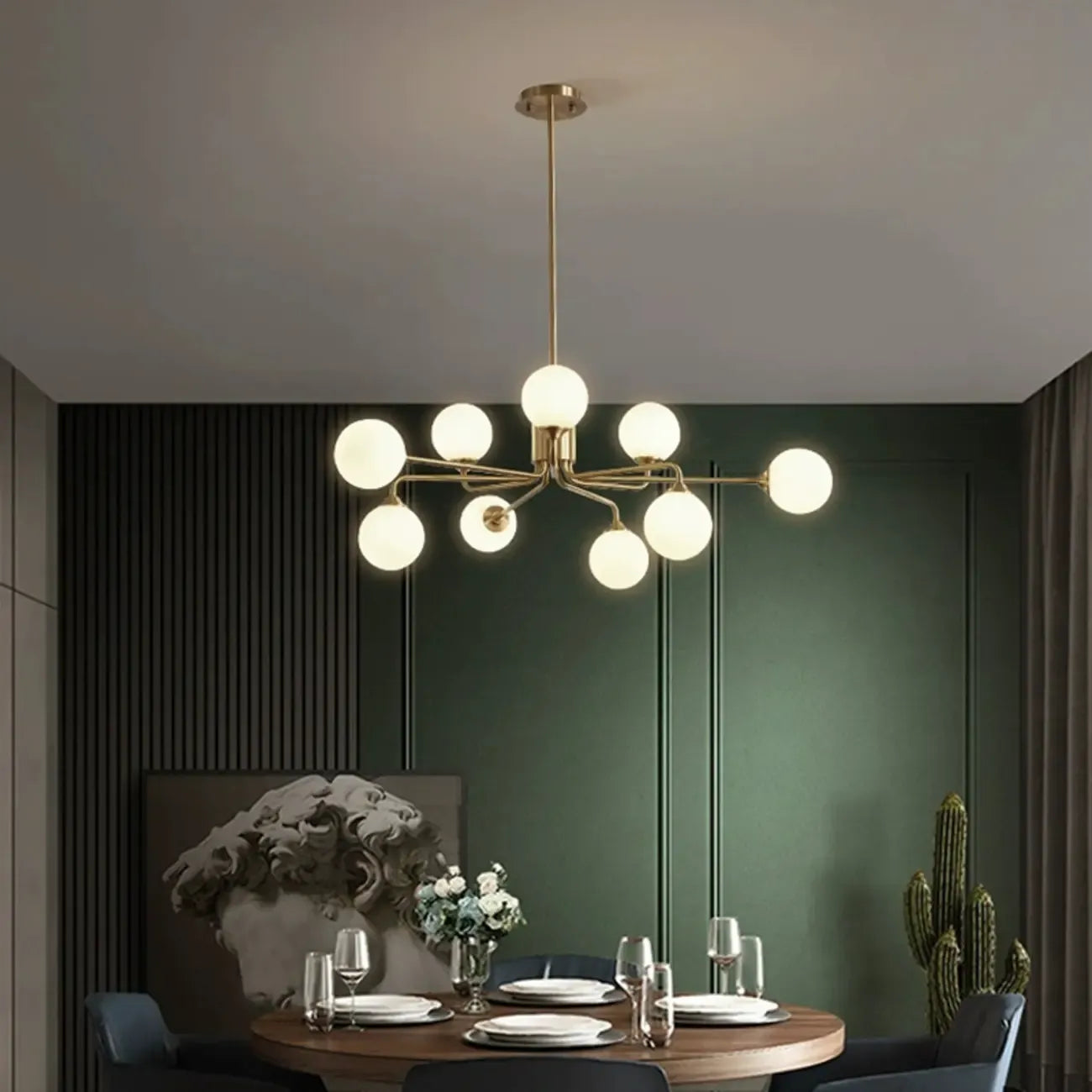 Lustre Sputnik moderne en laiton et verre, réglable, globe, style Sputnik