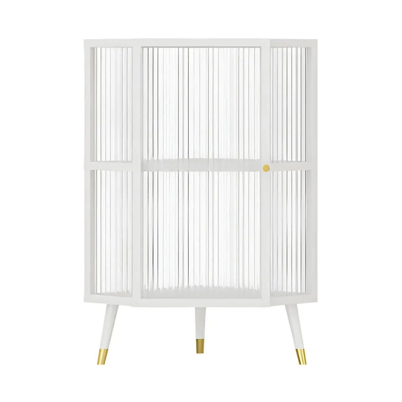 Meuble d'angle moderne en métal noir et verre côtelé