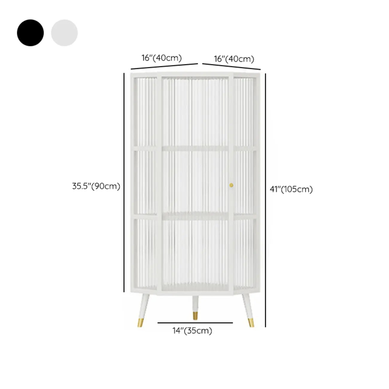 Meuble d'angle moderne en métal noir et verre côtelé