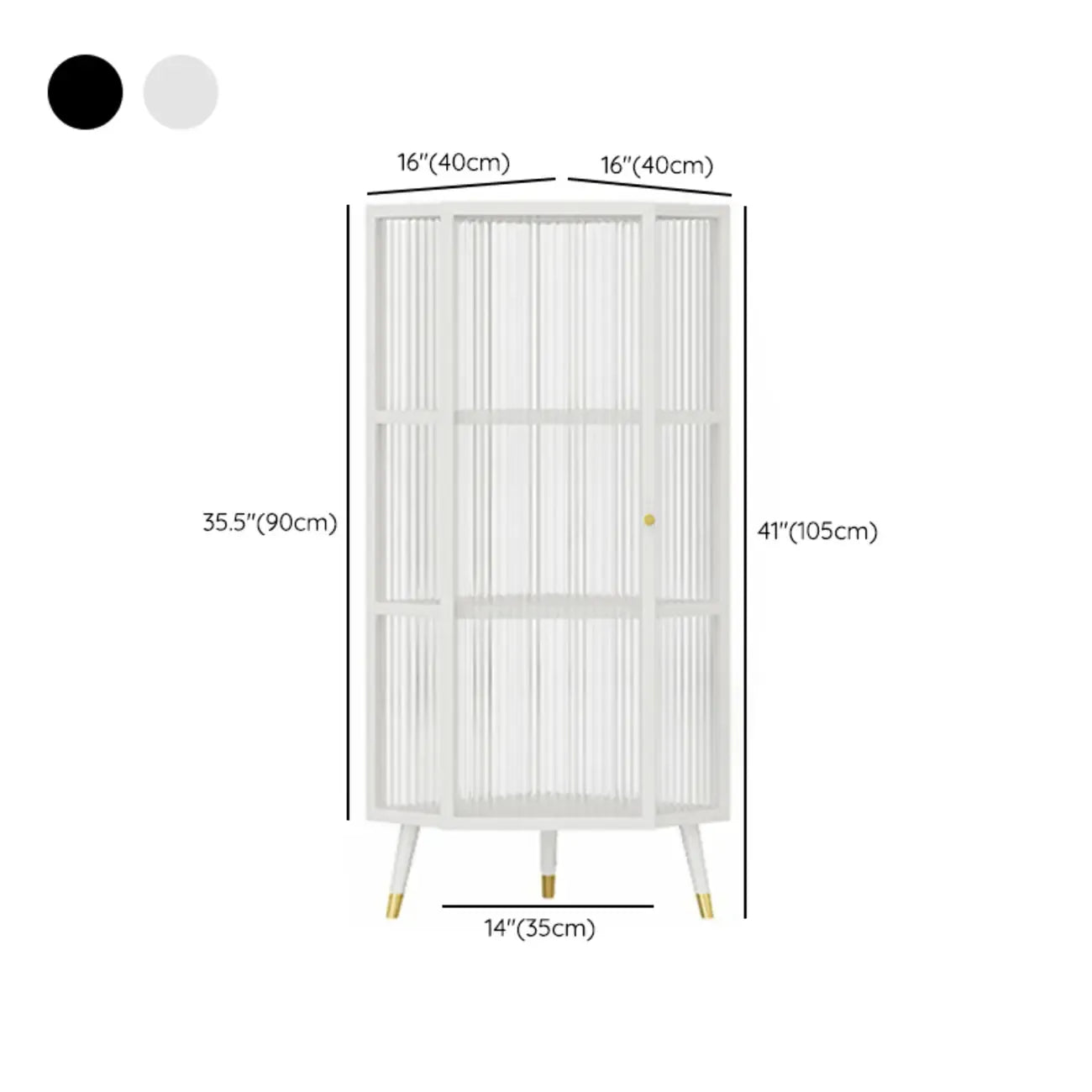 Meuble d'angle moderne en métal noir et verre côtelé