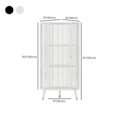 Meuble d'angle moderne en métal noir et verre côtelé