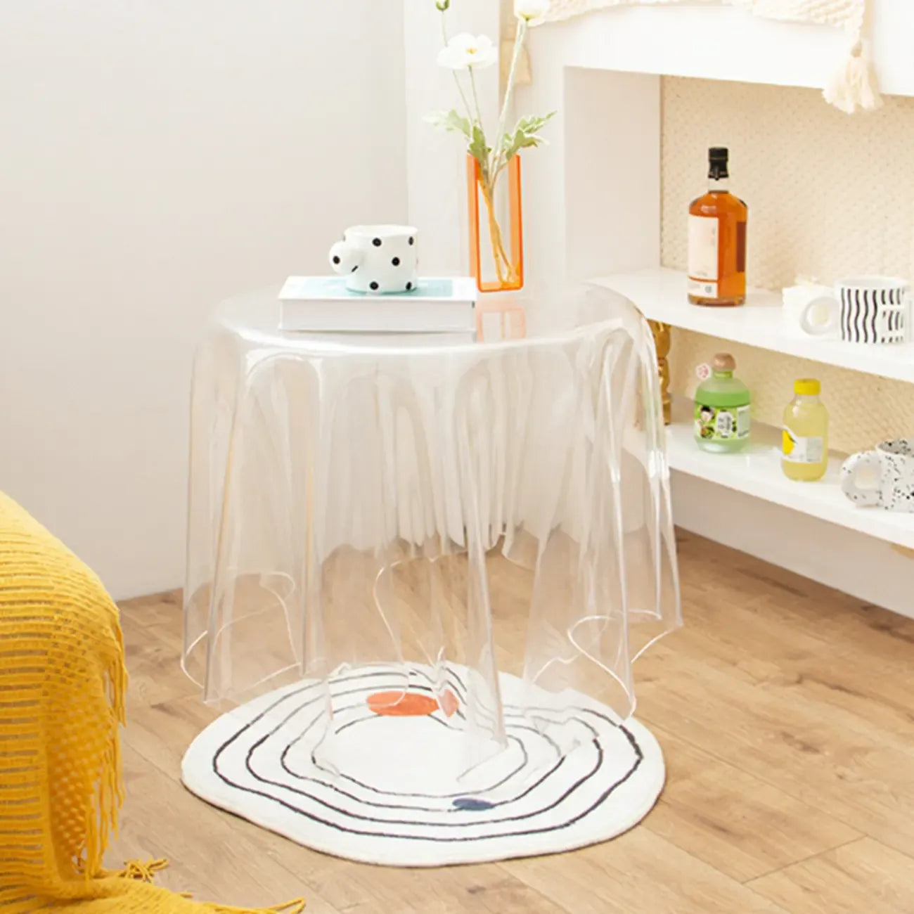Table d'appoint ronde scandinave en acrylique transparent