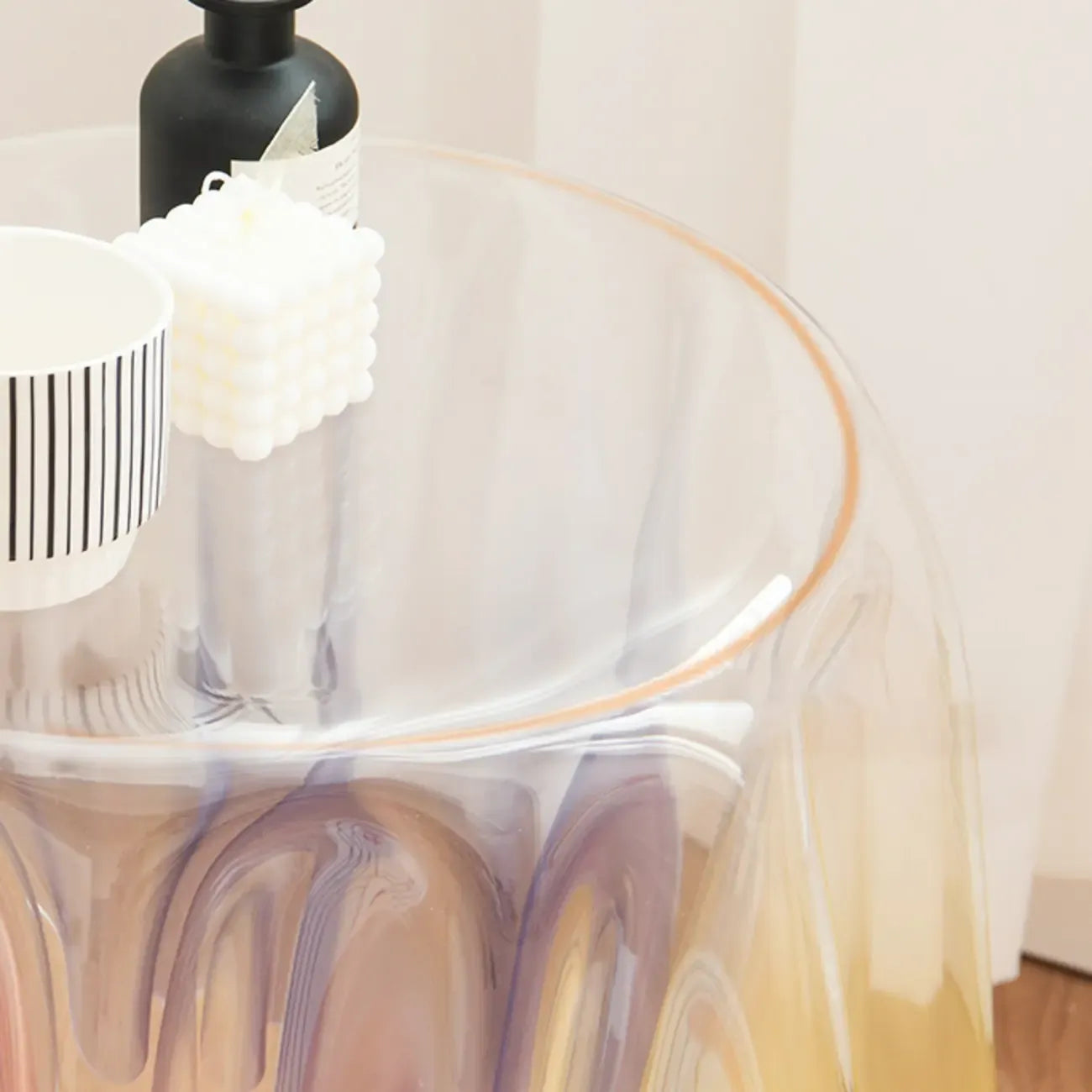 Table d'appoint ronde scandinave en acrylique transparent