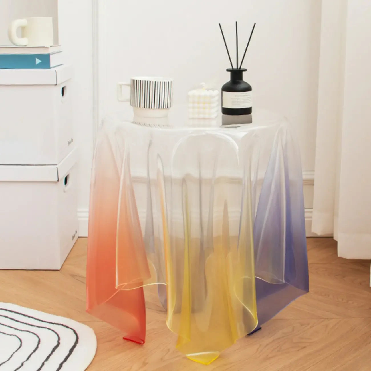 Table d'appoint ronde scandinave en acrylique transparent