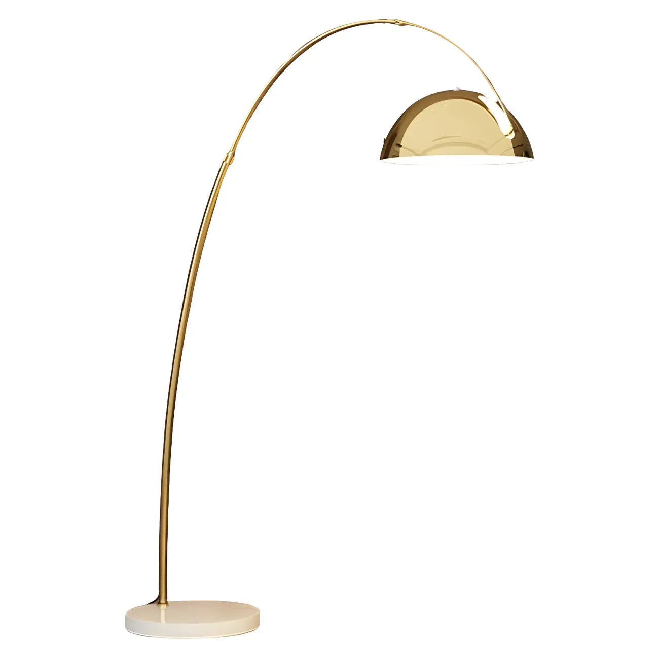 Lampadaire en métal arqué avec abat-jour en dôme réglable noir