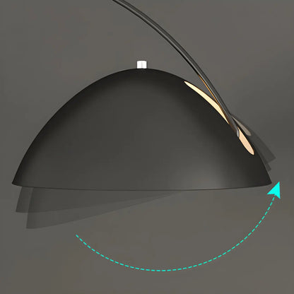 Lampadaire en métal arqué avec abat-jour en dôme réglable noir