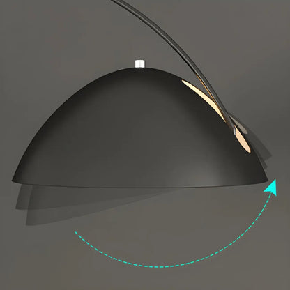 Lampadaire en métal arqué avec abat-jour en dôme réglable noir