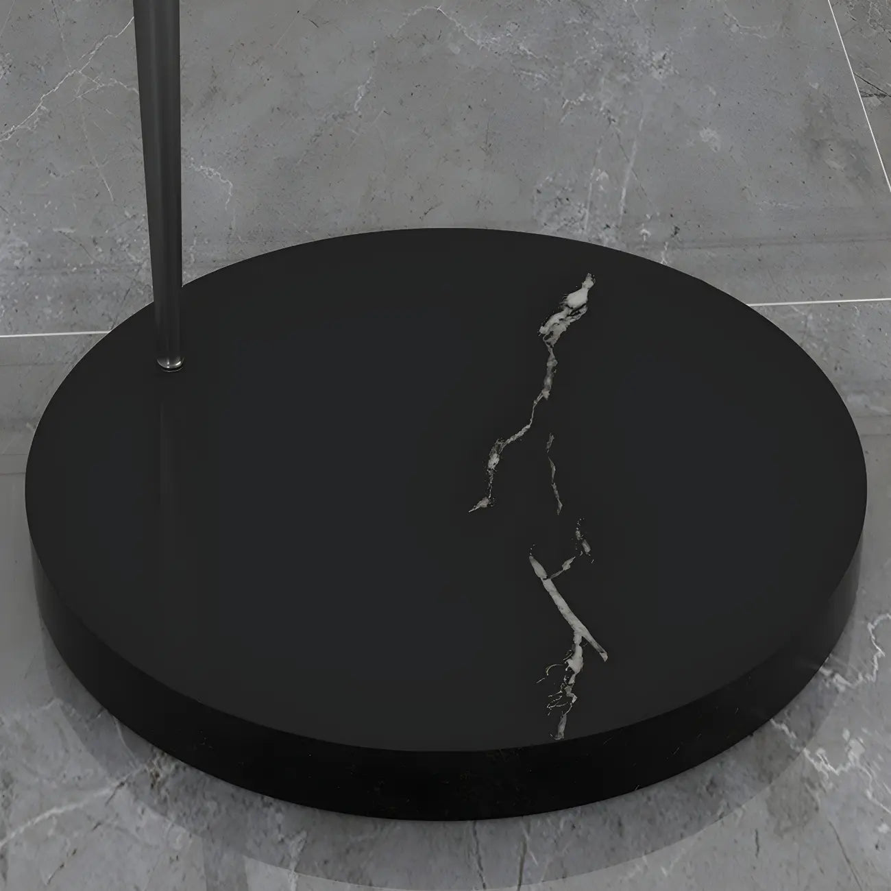 Lampadaire en métal arqué avec abat-jour en dôme réglable noir