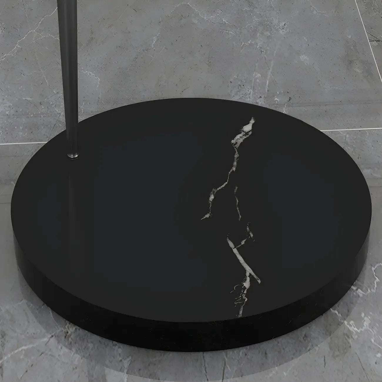 Lampadaire en métal arqué avec abat-jour en dôme réglable noir