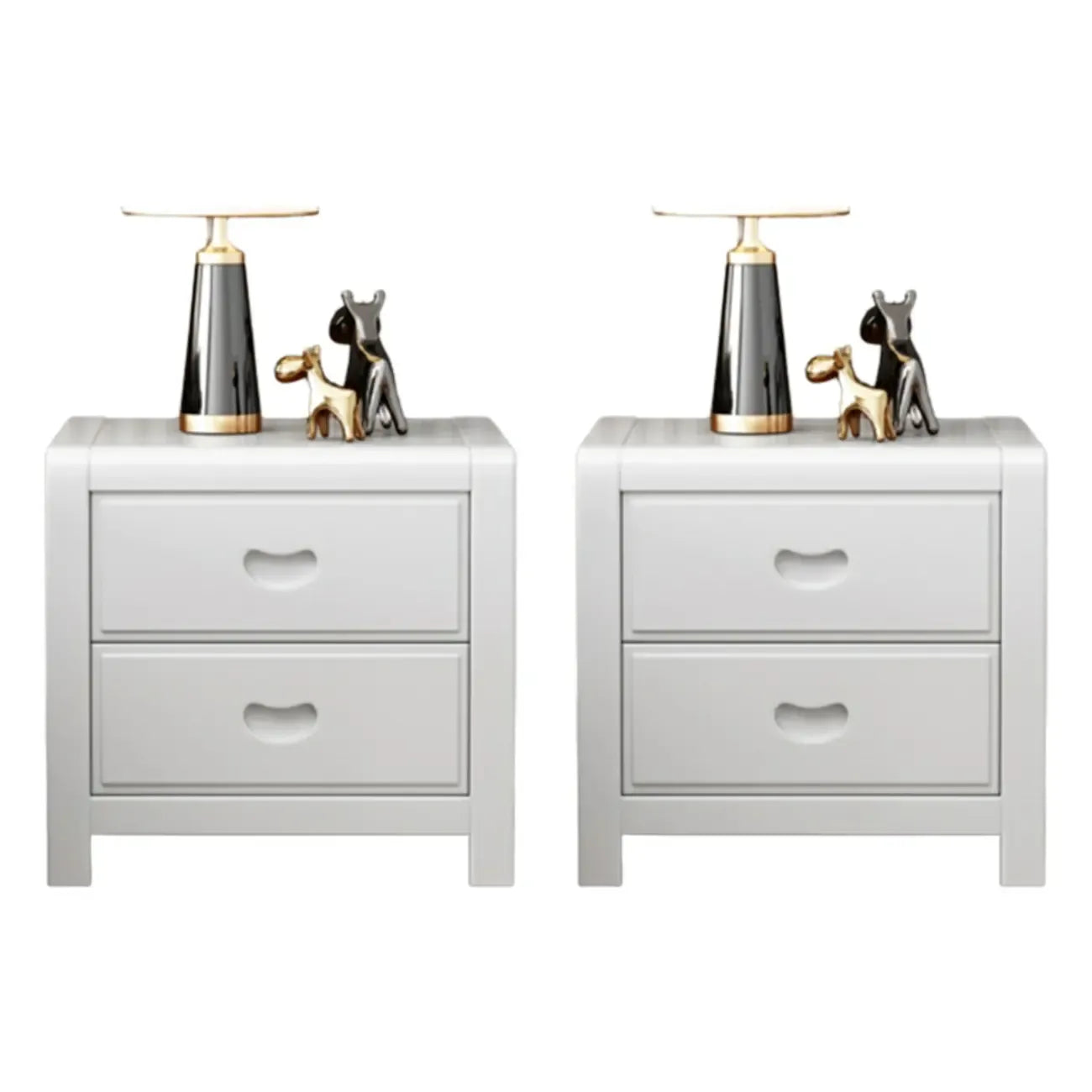 Petite table de chevet traditionnelle en bois brun noyer à 2 tiroirs