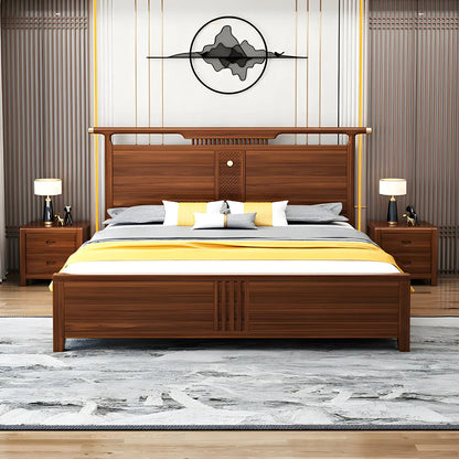 Petite table de chevet traditionnelle en bois brun noyer à 2 tiroirs