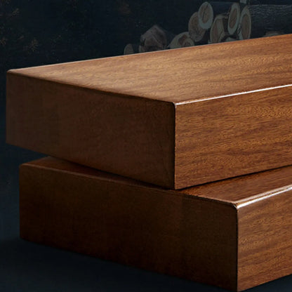 Petite table de chevet traditionnelle en bois brun noyer à 2 tiroirs