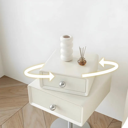 Table de chevet moderne en métal et bois avec 2 tiroirs pivotants