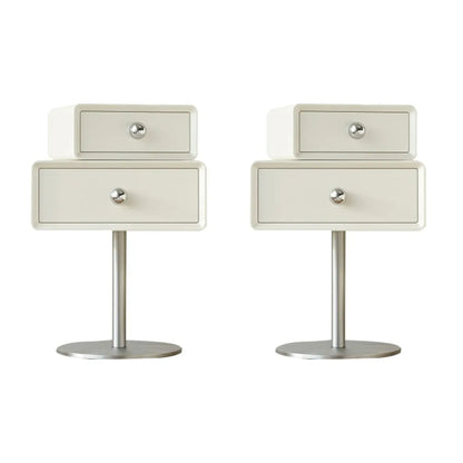 Table de chevet moderne en métal et bois avec 2 tiroirs pivotants