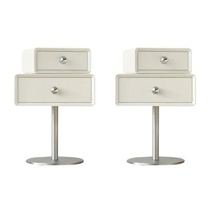 Table de chevet moderne en métal et bois avec 2 tiroirs pivotants