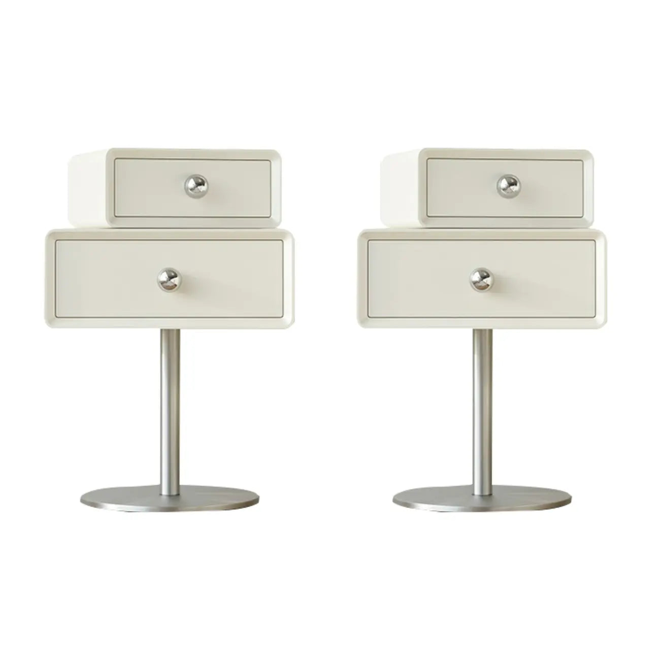 Table de chevet moderne en métal et bois avec 2 tiroirs pivotants