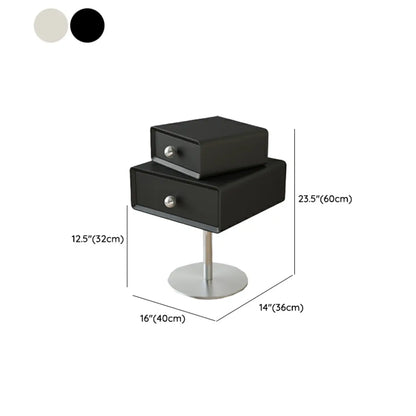 Table de chevet moderne en métal et bois avec 2 tiroirs pivotants