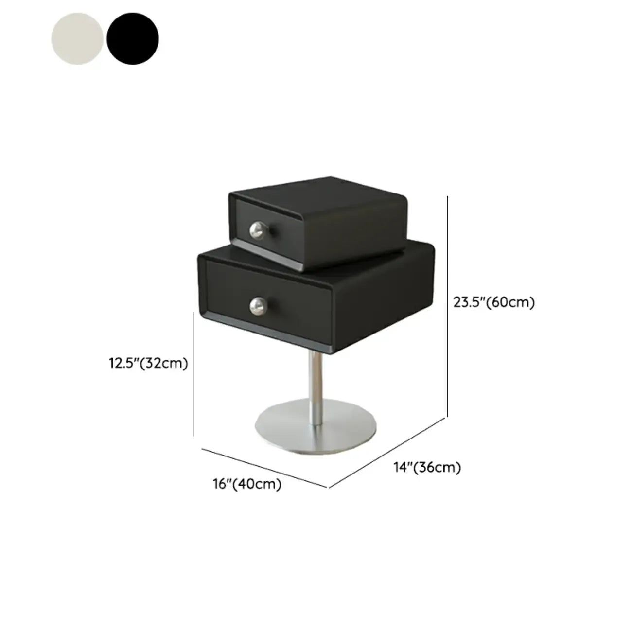 Table de chevet moderne en métal et bois avec 2 tiroirs pivotants