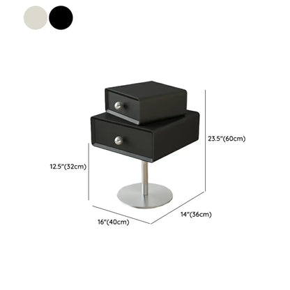 Table de chevet moderne en métal et bois avec 2 tiroirs pivotants