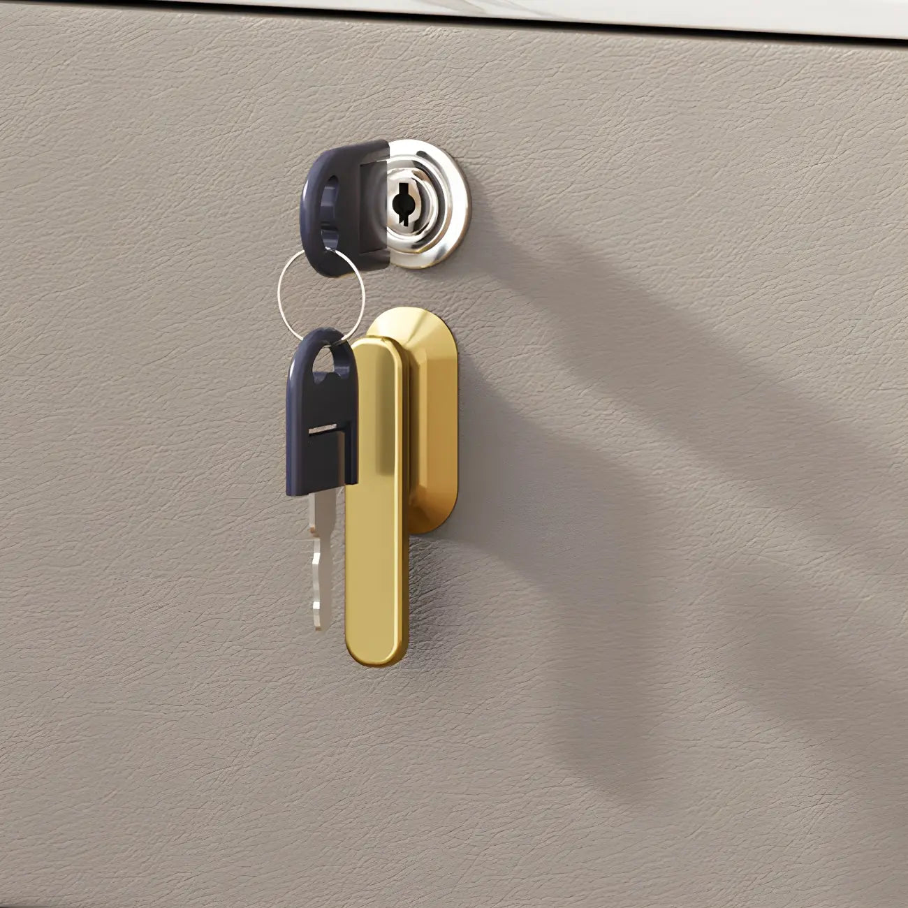 Table de chevet moderne à 3 tiroirs en similicuir avec plateau en pierre