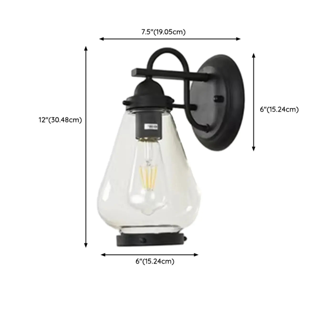 Lanterne moderne en verre transparent, applique murale extérieure à LED