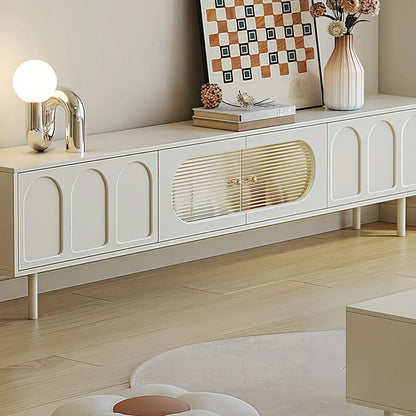 Meuble TV rectangulaire moderne en bois blanc avec rangement