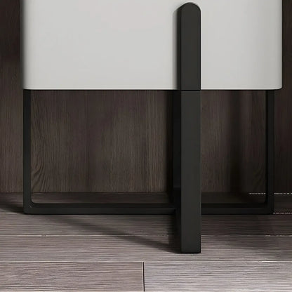 Table de chevet moderne avec plateau en pierre et tiroir en cuir pour petits espaces