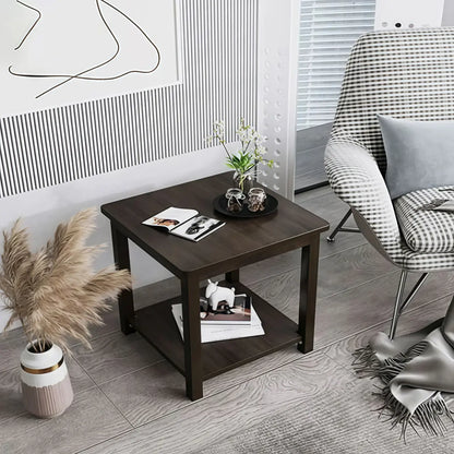 Table d'appoint minimaliste en bois noir avec rangement pour salon