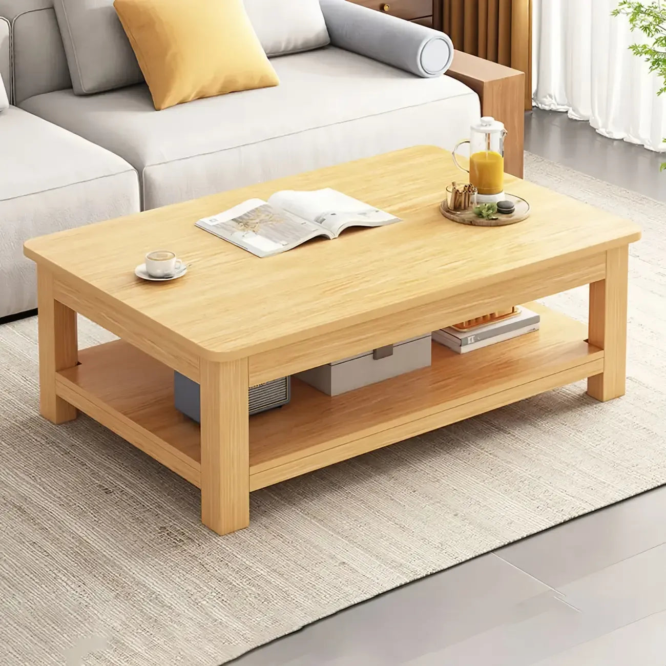 Table d'appoint minimaliste en bois noir avec rangement pour salon