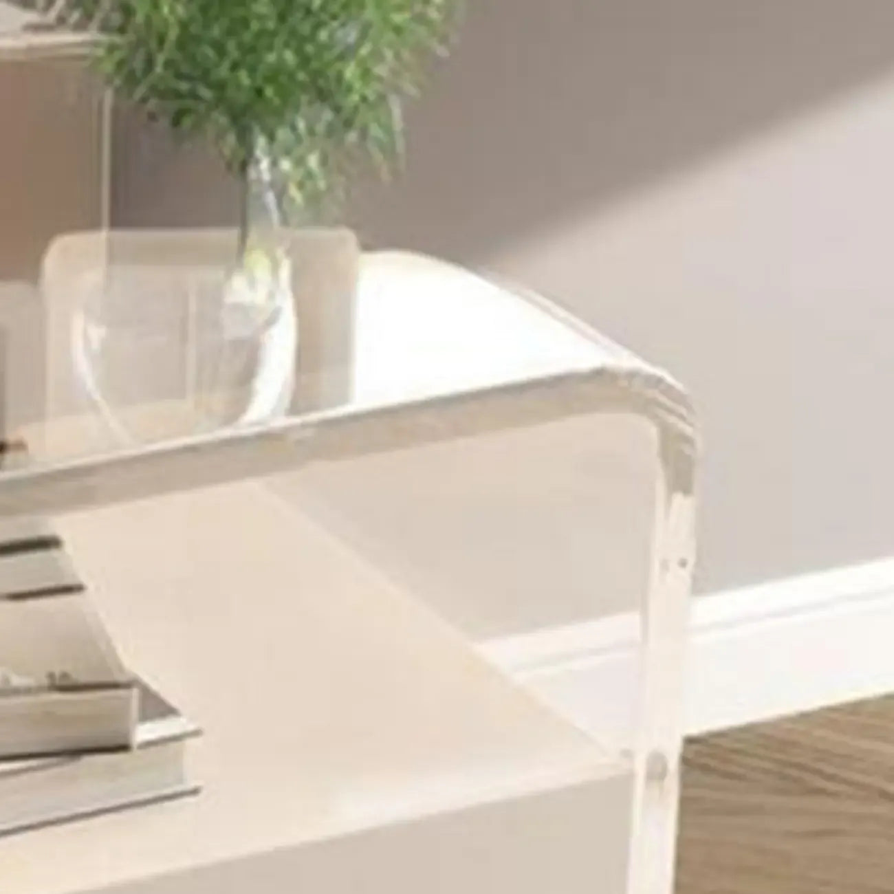 Table de chevet avec tiroir et cadre en acrylique blanc transparent