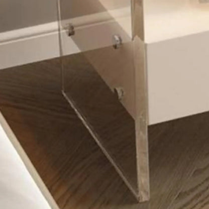 Table de chevet avec tiroir et cadre en acrylique blanc transparent